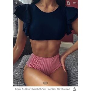 SHEIN tied open back high waisted swim suit